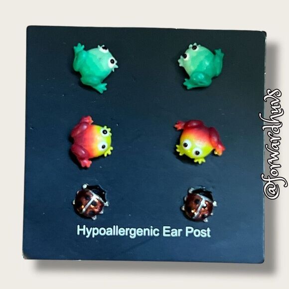 J. Crew Hypoallergenic Earrings – Frogs and Ladybugs - Picture 1 of 7